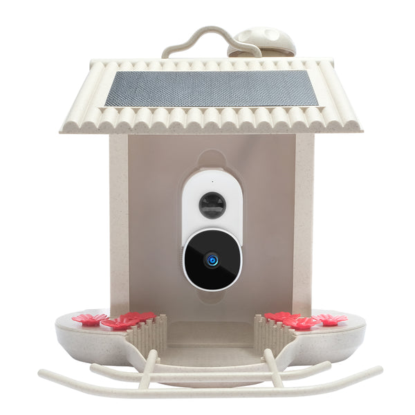 Mangiatoia per uccelli con fotocamera e riconoscimento uccelli AI per il giardino - Con cella solare integrata