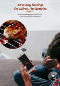Kachen a Fritten Thermometer - WIFI mat Fritten APP - Repeater suergt fir eng laang Distanz tëscht dem Handy - Uewen, Grill oder Pan.