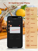 Kachen a Fritten Thermometer - WIFI mat Fritten APP - Repeater suergt fir eng laang Distanz tëscht dem Handy - Uewen, Grill oder Pan.