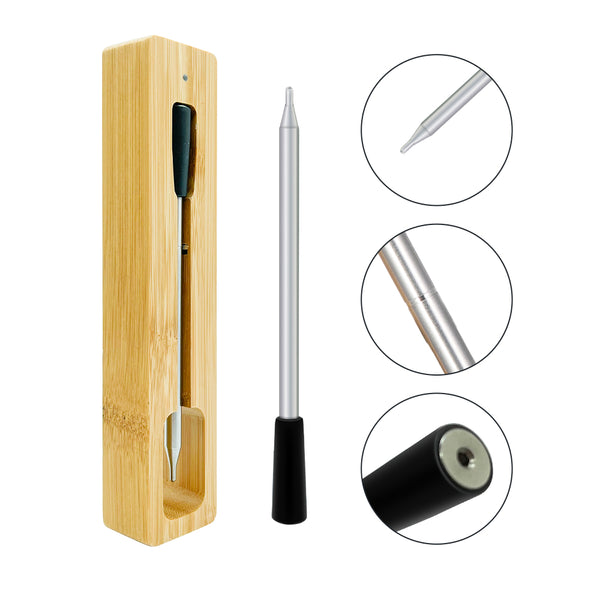 Kachen a Fritten Thermometer - WIFI mat Fritten APP - Repeater suergt fir eng laang Distanz tëscht dem Handy - Uewen, Grill oder Pan.