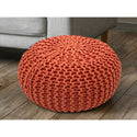 Puff Ø 55 cm stickad pall puff golvkudde grovstickad look extra hög höjd 37 cm