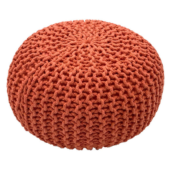 Puff Ø 55 cm stickad pall puff golvkudde grovstickad look extra hög höjd 37 cm