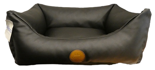 Kožená postel - černá - košík na psa - 2 velikosti
