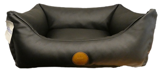 Kožená postel - černá - košík na psa - 2 velikosti