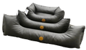 Læder seng - sort - hundekurv - 2 størrelser