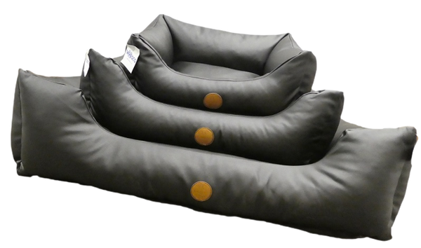 Kožni krevet - crni - košara za pse - 2 veličine