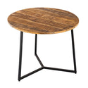 Mesa de centro redonda de madera maciza diámetro 56cm. Mesa de centro, mesa auxiliar La Palma con estructura de metal en negro