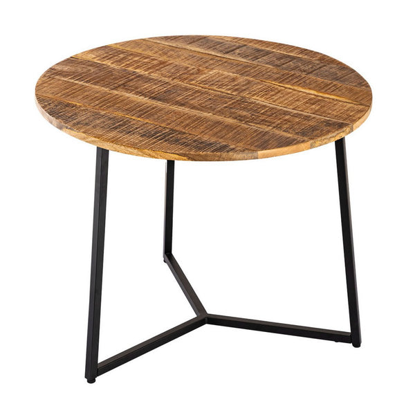 Konferenční stolek kulatý z masivu průměr 56 cm. Konferenční stolek, odkládací stolek La Palma s kovovým rámem v černé barvě