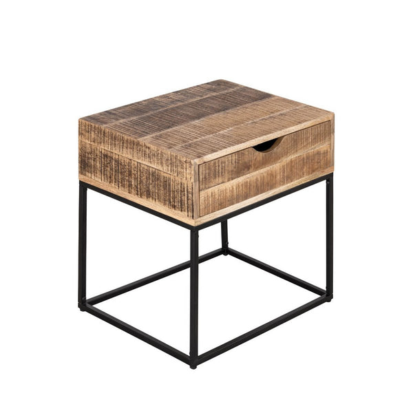 Noční stolek dřevěný noční stolek - Noční konzola zn. Maya - Odkládací stolek s kovovým rámem