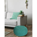 Pouf halkaisija 55 cm (vihreä) - Neulottu jakkara/lattiatyyny - Karkea neulos näyttää erittäin korkealta 37 cm