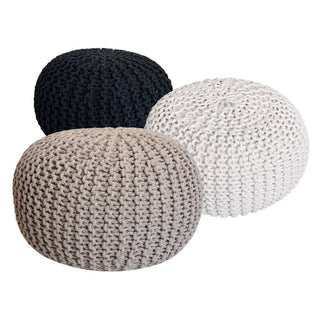 Set de 3 puf - Scaun tricotat/pernă de podea cu diametrul de 55 cm - Aspect tricot grosier