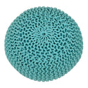Poef diameter 55 cm gebreide kruk (mintgroen) - Poef/vloerkussen - Grof gebreide look extra hoog hoogte 37 cm