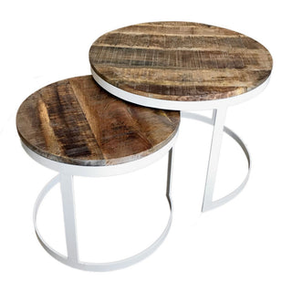 Set stolića - 2 pomoćna stolića - Stolić okrugli Austin - Metalni okvir