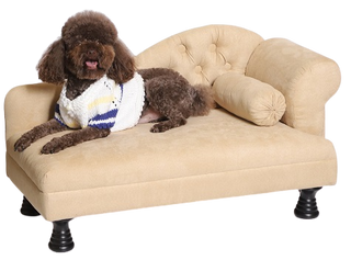 Canapé pour chien avec 1 accoudoir - beige - panier pour chien