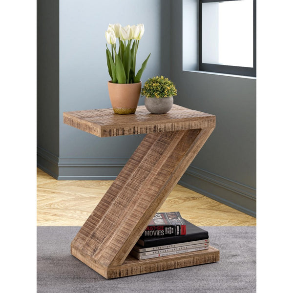 Odkládací stolek dřevo tvar Z - Konferenční stolek Zoro - Květinový stolek - Dřevo mangovník