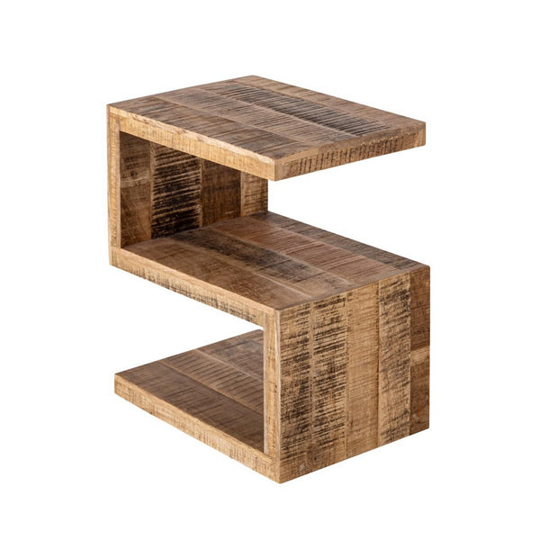 Βοηθητικό τραπέζι ξύλο - σχήμα S - Τραπεζάκι σαλονιού Σίσσυ - Λουλούδι στήλη - Ξύλο μάνγκο