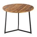 Mesa de centro redonda de madera maciza diámetro 56cm. Mesa de centro, mesa auxiliar La Palma con estructura de metal en negro