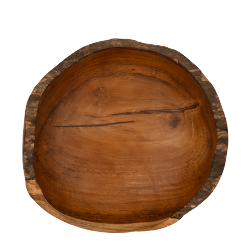 Skål i Teak træ - ca. 30 cm i diameter og 10 cm  høj - Salatskål, frugtskål, dekorationsskål mv.