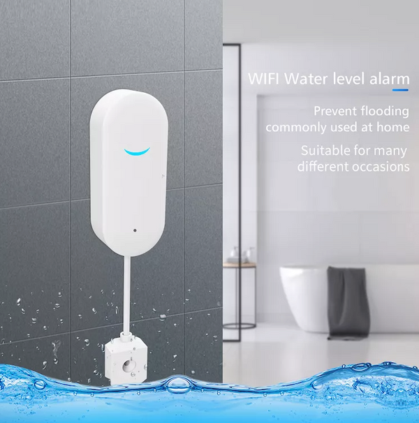Hälytin vesivuodosta - Tulva- ja vedenkorkeushälytys - Akustinen ja valohälytys - WIFI hälyttimellä matkapuhelimeesi