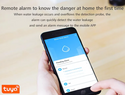 Alarm fir Waasserleck - Iwwerschwemmungs- a Waasserniveaualarm - Akustesch a Liichtalarm - WIFI mat Alarm fir Ären Handy