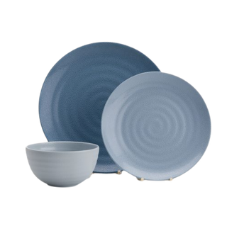 Set de service - Fie Vintage bej, fie Nuante de albastru - 12 buc