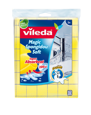 Vileda Chiffon Éponge Doux - Paquet de 3 pcs - Utile pour la désinfection des surfaces