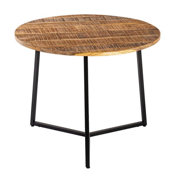 Coffee table round solid wood diameter 56cm. Coffee table, side table La Palma with metal frame in black