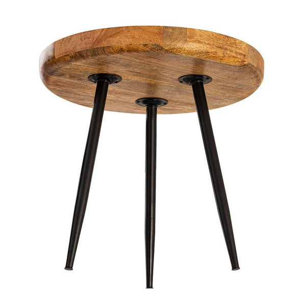 Sidebord træ rundt diameter på 40 eller 50cm. Sofabord stuebord Vancouver metalfødder mat sort