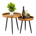 Pomoćni stol okrugli drveni promjera 40 ili 50 cm. Stolić za kavu Stolić za dnevni boravak Vancouver metalne noge mat crne boje